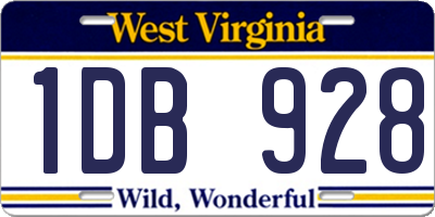 WV license plate 1DB928