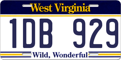 WV license plate 1DB929