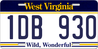WV license plate 1DB930