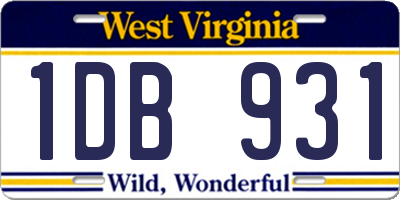 WV license plate 1DB931