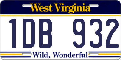 WV license plate 1DB932