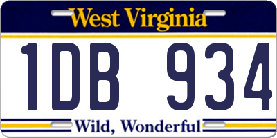 WV license plate 1DB934