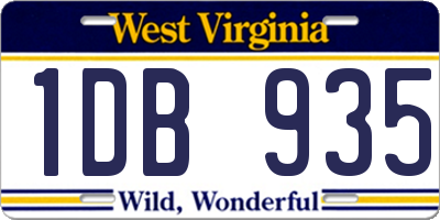 WV license plate 1DB935