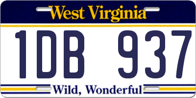 WV license plate 1DB937
