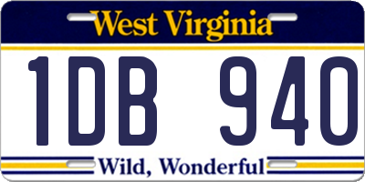 WV license plate 1DB940