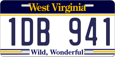 WV license plate 1DB941