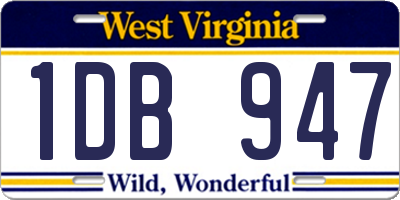 WV license plate 1DB947