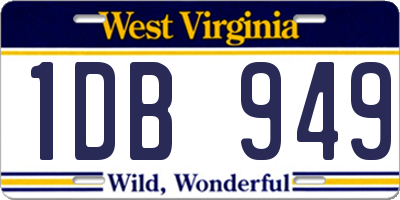 WV license plate 1DB949