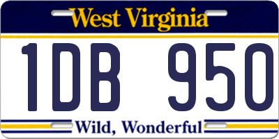 WV license plate 1DB950