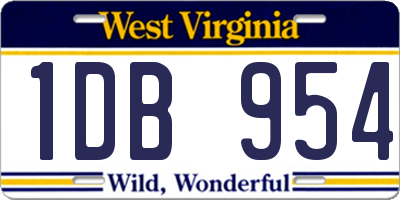 WV license plate 1DB954