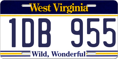 WV license plate 1DB955
