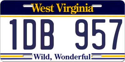 WV license plate 1DB957