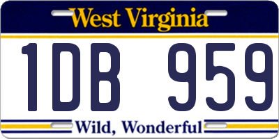 WV license plate 1DB959