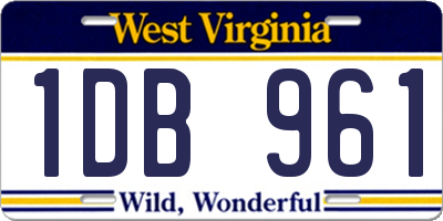 WV license plate 1DB961
