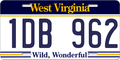WV license plate 1DB962