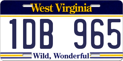 WV license plate 1DB965