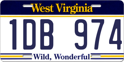WV license plate 1DB974