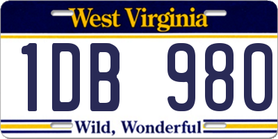 WV license plate 1DB980