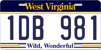 WV license plate 1DB981