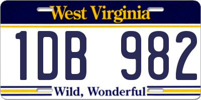 WV license plate 1DB982