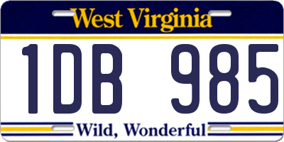 WV license plate 1DB985