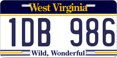 WV license plate 1DB986