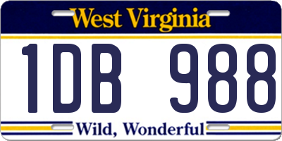 WV license plate 1DB988