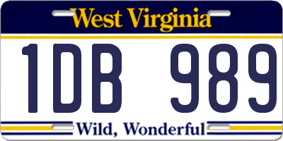 WV license plate 1DB989
