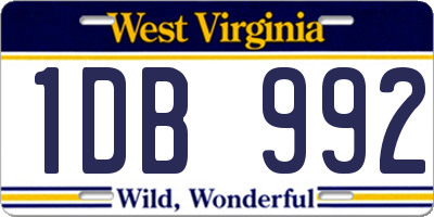 WV license plate 1DB992