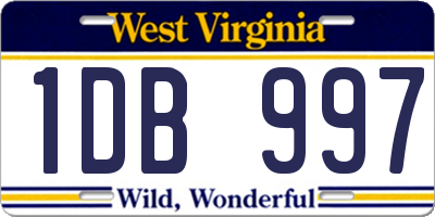 WV license plate 1DB997