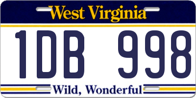 WV license plate 1DB998