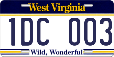 WV license plate 1DC003