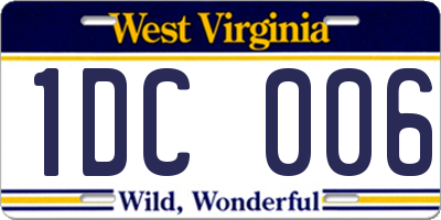 WV license plate 1DC006