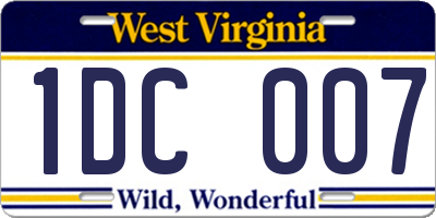 WV license plate 1DC007