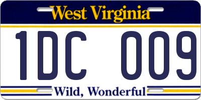 WV license plate 1DC009