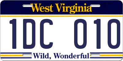 WV license plate 1DC010