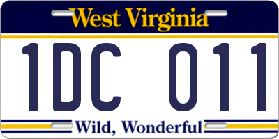 WV license plate 1DC011