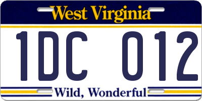 WV license plate 1DC012
