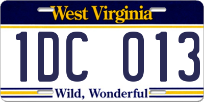 WV license plate 1DC013