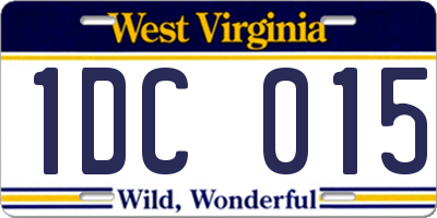 WV license plate 1DC015