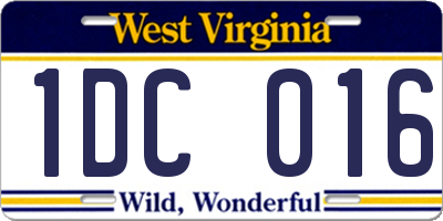 WV license plate 1DC016