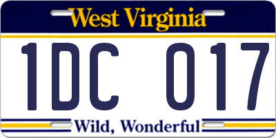 WV license plate 1DC017