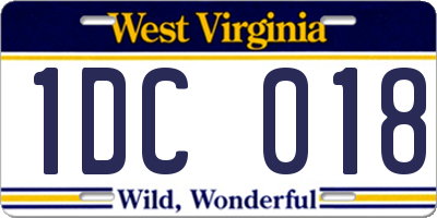 WV license plate 1DC018