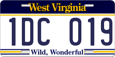 WV license plate 1DC019