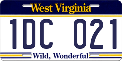 WV license plate 1DC021