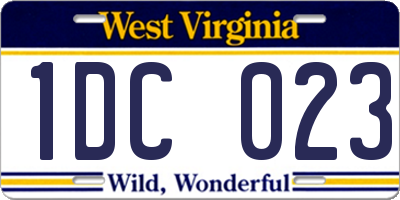 WV license plate 1DC023