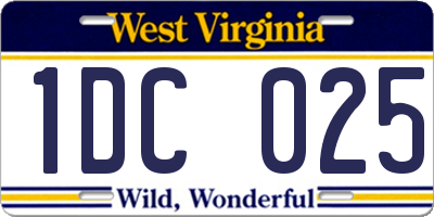WV license plate 1DC025