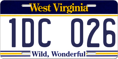 WV license plate 1DC026