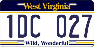 WV license plate 1DC027
