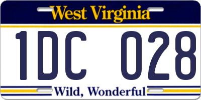WV license plate 1DC028